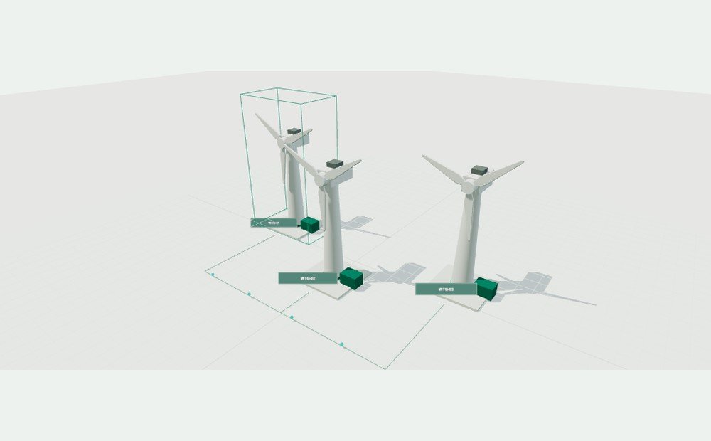 Representação 3D sintética de parques eólicos